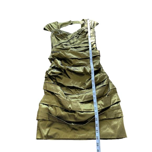 Theia Dress Green Cutout Ruched Party Cocktail Hour Night Out V-Neck Size 6 - Picture 13 of 13